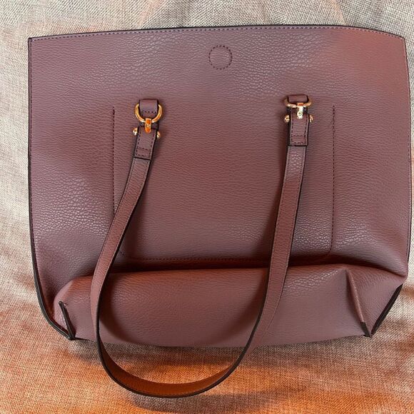 Big‎ Buddha Tote w/removeable Tassel Clutch NWT Mauve Lavender 15x13.5" Bag - Picture 5 of 12